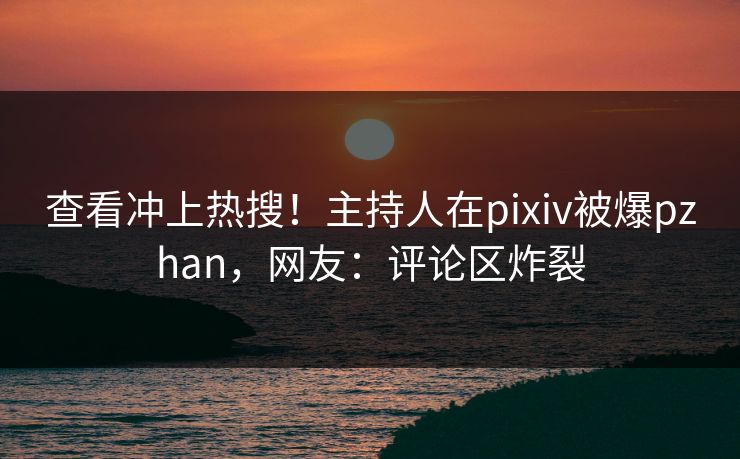查看冲上热搜！主持人在pixiv被爆pzhan，网友：评论区炸裂