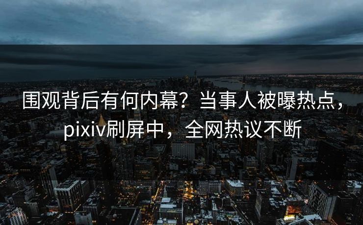 围观背后有何内幕？当事人被曝热点，pixiv刷屏中，全网热议不断