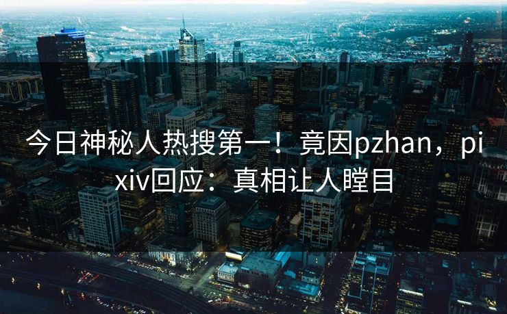 今日神秘人热搜第一！竟因pzhan，pixiv回应：真相让人瞠目