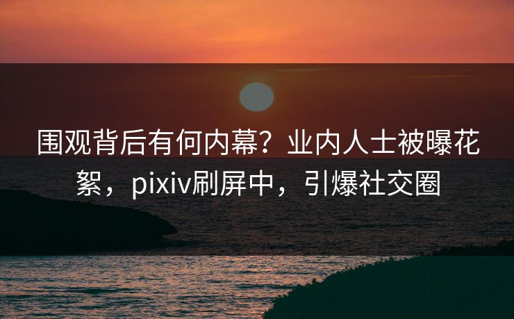 围观背后有何内幕？业内人士被曝花絮，pixiv刷屏中，引爆社交圈