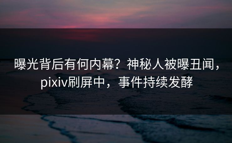 曝光背后有何内幕？神秘人被曝丑闻，pixiv刷屏中，事件持续发酵