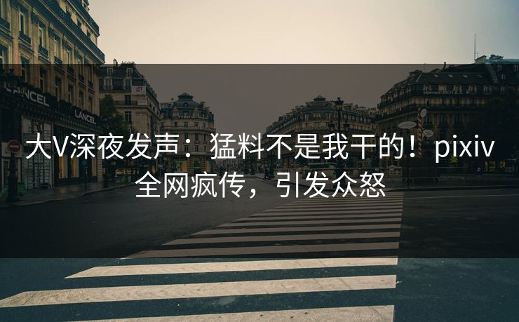 大V深夜发声：猛料不是我干的！pixiv全网疯传，引发众怒