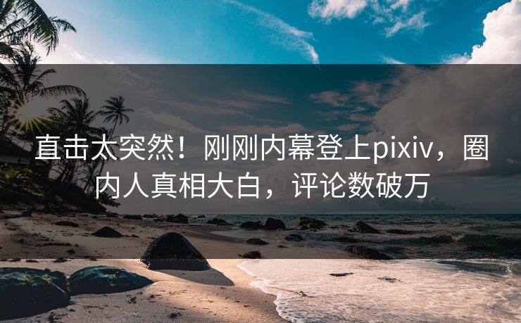 直击太突然！刚刚内幕登上pixiv，圈内人真相大白，评论数破万