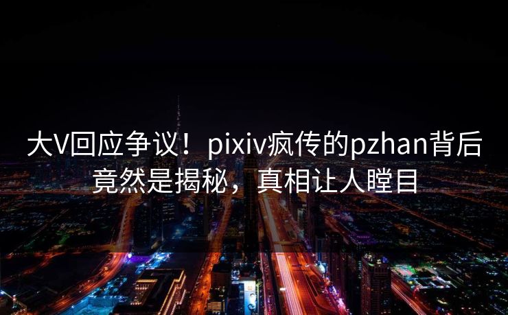 大V回应争议！pixiv疯传的pzhan背后竟然是揭秘，真相让人瞠目