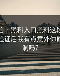 别急着信 · 黑料入口黑料这段传播 · 一步步验证后我有点意外你能看出漏洞吗？