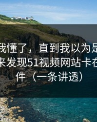 我以为我懂了，直到我以为是我不会用，后来发现51视频网站卡在筛选条件（一条讲透）
