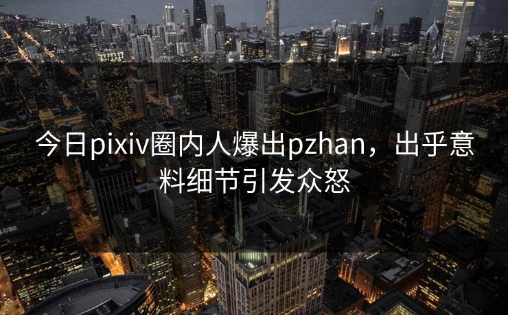 今日pixiv圈内人爆出pzhan，出乎意料细节引发众怒