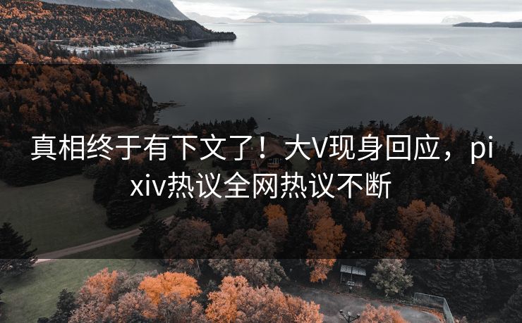 真相终于有下文了！大V现身回应，pixiv热议全网热议不断