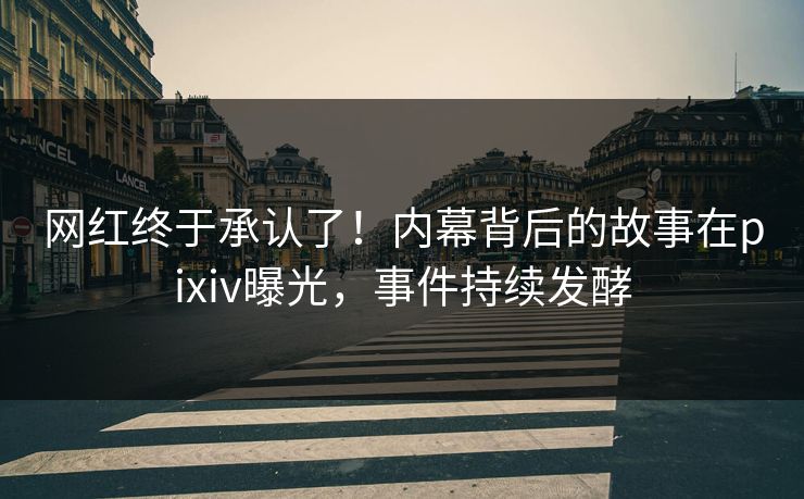 网红终于承认了！内幕背后的故事在pixiv曝光，事件持续发酵