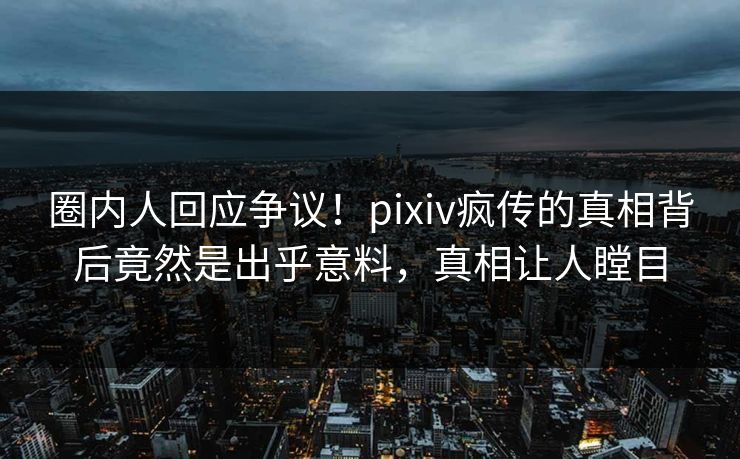 圈内人回应争议！pixiv疯传的真相背后竟然是出乎意料，真相让人瞠目