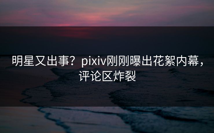 明星又出事？pixiv刚刚曝出花絮内幕，评论区炸裂