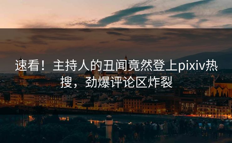 速看！主持人的丑闻竟然登上pixiv热搜，劲爆评论区炸裂