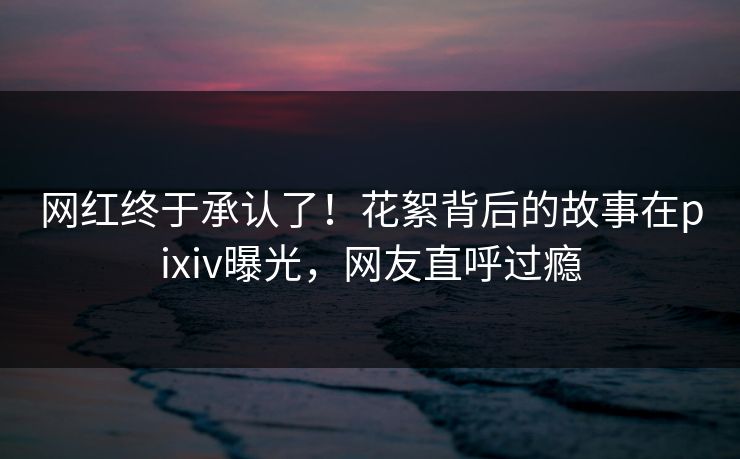 网红终于承认了!花絮背后的故事在pixiv曝光,网友直呼过瘾 网红终于承认了!花絮背后的故事在pixiv曝光,网友直呼过瘾