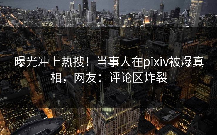 曝光冲上热搜！当事人在pixiv被爆真相，网友：评论区炸裂