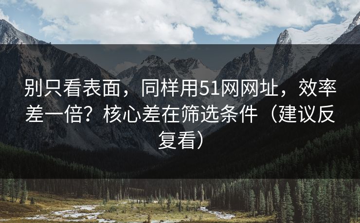 别只看表面，同样用51网网址，效率差一倍？核心差在筛选条件（建议反复看）